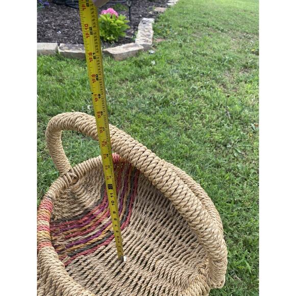 Vintage Buttocks Butt Basket Southwestern Stripe Egg Farm Flower Gathering 20" - Picture 12 of 16